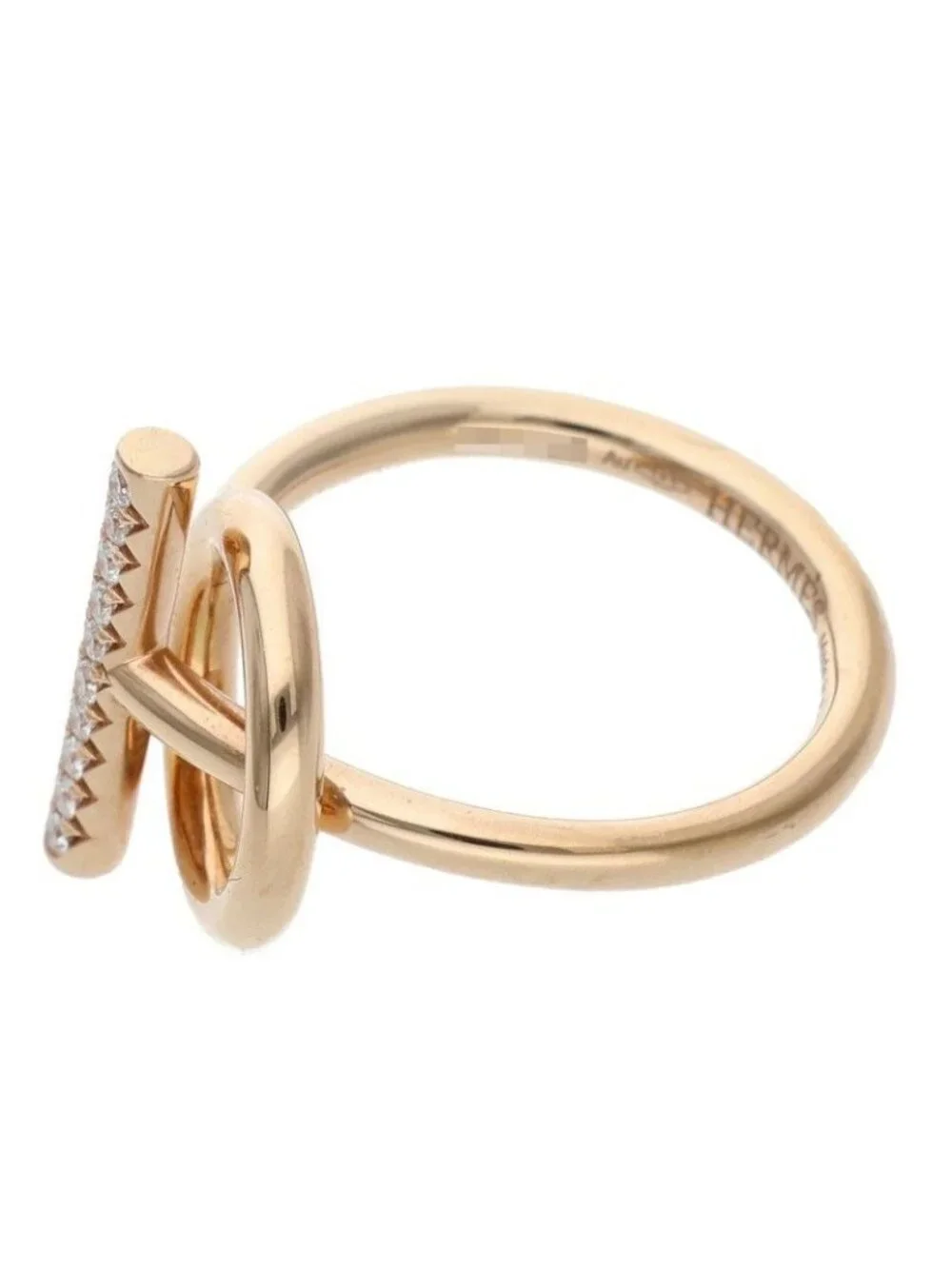 Hermes Echappee PM 18k Pink Gold Pave Diamond Ring